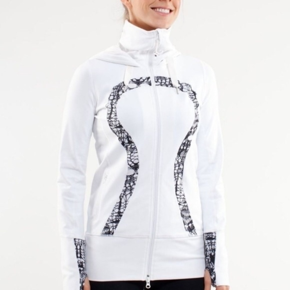 Lululemon Stride Jacket White/Black‎ Glacier Lace Sz 2